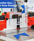 Aluminum Table Saw Height Gauge For Router Table, Pro Grade Woodworking Measuring Tool With Blade Height From 1/8 To 2 Inches In 1/8 Inch Increments, 1/4 Inch Thick For Solid Standing, Blue shown installed on a table saw.