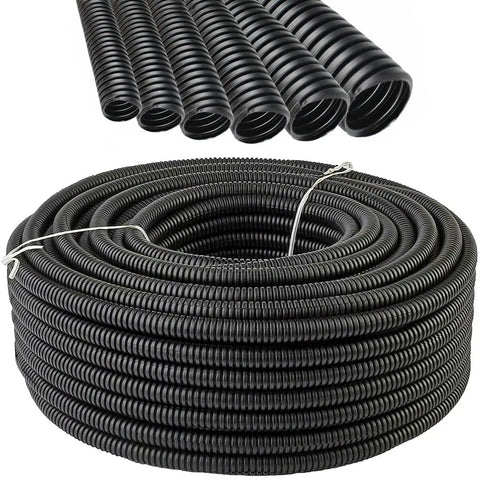 2 Inch Wire Loom Conduit Corrugated Black Polypropylene Non Slit Flex Tubing 10 Feet Tough Heavy Duty Protection