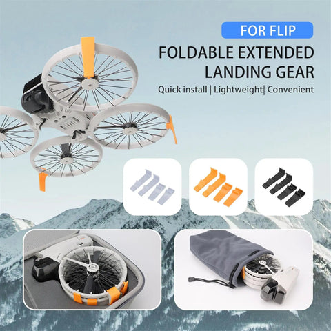 Ultra Light Drone Landing Gear Extension Kit For DJI Flip with quick release legs and 2.6cm height boost for smoother takeoffs.