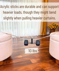 46 Inch All Clear Acrylic Curtain Pull Wand Set Four Pack Durable Clear Drape Rod Pulls For Windows Easy Install And Clean Simple Slick Look With Impact Resistant And Weather Resistant Build, clear acrylic wand bent under 10 lbs