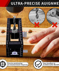 2-in-1 Auto Centering Dowel Drilling Jig With 8 Drill Bushings 3-10mm positioned over lumber for precise hole alignment.
