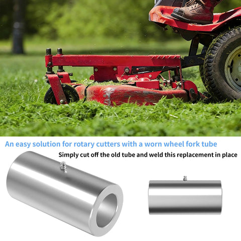 Tail Wheel Fork Tube Mount Bushing With Zerk Fitting Weld On Replacement For Bush Hog Squealer Rotary Cutter SQ36 SQ42 SQ48 SQ60 SQ84 SQ720 Fits 1 1/4 Inch Caster Yoke, silver steel bushing