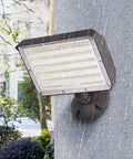 Mounted Two Pack 80W Outdoor LED Flood Light With Dusk To Dawn Photocell, 5000K Daylight, 12,000 Lumens, IP65 in rain