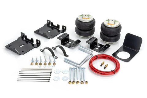 Torque rear airbag suspension kit with four 5000-lb air springs, mounting brackets, hoses, and installation hardware