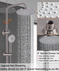 J350 BN Brushed Nickel Retrofit Shower System With 3 Function Handheld Showerhead Kit, Easy DIY Install, rain shower view
