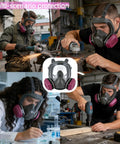 Full Face Reusable Respirator Mask Set Pro Grade With Wide Angle Anti Fog Lenses in use for various construction tasks
