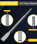 Six Piece SDS Plus Chisel Set For Concrete Tile Removal Wall Chasing And Floor Scraping Made From 40CR Steel For Tough Durability