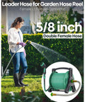 Sturdy Metal Garden Hose 2 Ft With Female To Female Connector used on hose reel, flexible and suitable for outdoor watering.