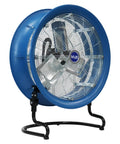 Blue 22 Inch High Velocity Floor Fan Heavy Duty Industrial Grade With Three Speeds And Three Position Tilt For Commercial And Residential Use Aluminum Propeller And Side Airflow Intake, showing front view
