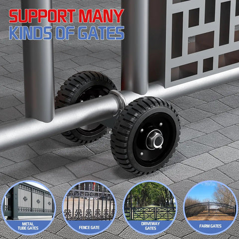 Heavy Duty 6 Inch Gate Wheel For Sliding Gates And Fences Fits Chain Link Metal Fence Or Wooden Gate Durable Rubber Tire