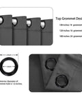Top view of Extra Wide Room Divider Curtain 96X150 Inch with heavy duty metal grommets for easy installation.