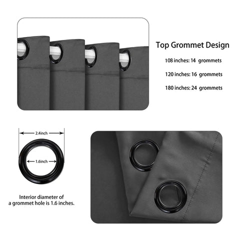 Top view of Extra Wide Room Divider Curtain 96X150 Inch with heavy duty metal grommets for easy installation.