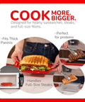Micro Grill Max Microwave Sandwich Maker With 3 Min Grilled Cheese Capability, fits thick paninis and full-size steaks.