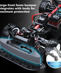 Close-up of 1 14 Scale Citroen C3 WRC Inspired Fast RC Car For Adults, Brushless 4WD Drift Beast front bumper and chassis detail