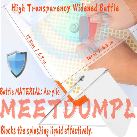 Acrylic high transparency widened baffle for splash protection, size 19cm by 16cm, with a hand holding the guard over mesh grid.