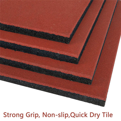 4 Pack 20x20 Inch Interlocking Rubber Floor Tiles 1 Inch Thick Non Slip Heavy Duty Mats stacked close-up view