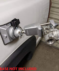 Low Profile Vise Head With Beefy Steel Jaws And Tilt Turn Rotate Tech attached to a vehicle door, 7.75 inch length, workholding tool