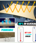 Sand Beige 10x10 Square Sun Shade Sail Canopy UPF50 Plus Outdoor Patio Shade illustrating UV blockage and permeability features