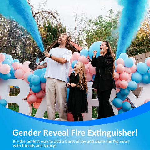Next Level Blue Gender Reveal Fire Extinguisher 2 Pack Cornstarch Color Spray Blasts Over 20 Feet Epic Baby Shower Party Decoration Straight Up Total Showstopper Folks Absolutely Rave About This Hype