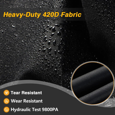 Beefy 420D Tricycle Cover For 29 Inch Adult Three Wheeled Bikes, 75L 30W 44H Outdoor Weatherproof Storage, Waterproof Electric Trike Shelter For Most 3 Wheeled Bicycles black 420D fabric close-up