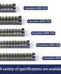 High Voltage Screw Terminal Block Kit Two Sets Four Position Dual Row 600V 25A With Cover And Pre Insulated Barriers Includes Insulated Fork Wire Connectors for 4-position block