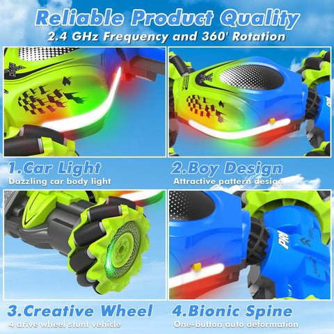 Gesture RC Car 2.4GHz 4WD Hand Control and Gesture Sensing Stunt Car with colorful lights and design details for kids 6-12 years