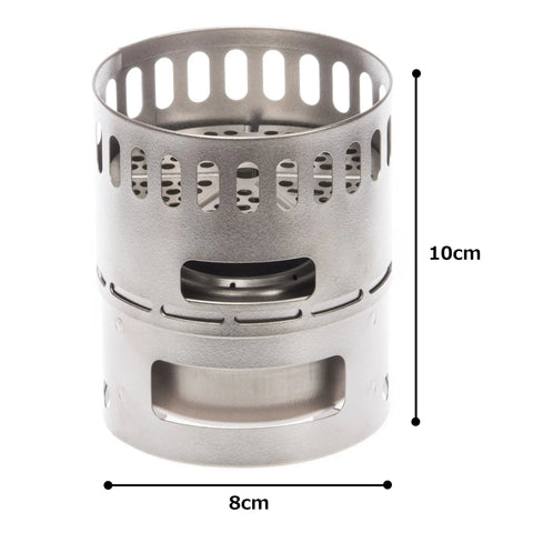 Ultralight Titanium Camping Stove DX Set with Stand, Pot Stand, Wind Screen, Turbo Plate, Alcohol Stove, Dimensions 10x8 cm