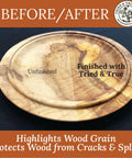 Unfinished vs finished wood plate, All Wood Finish With Linseed Oil And Beeswax, Built To Last, Food Safe Sealer, oil wax blend