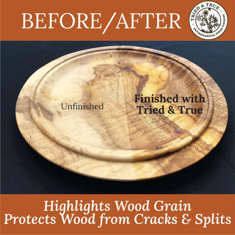Unfinished vs finished wood plate, All Wood Finish With Linseed Oil And Beeswax, Built To Last, Food Safe Sealer, oil wax blend