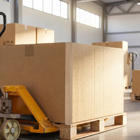Heavy Duty L Shaped Cardboard Corner Protectors Set Of 20 Pcs Wall Edge Guards on box in warehouse
