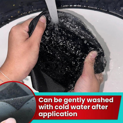 Hands washing fabric with water to demonstrate durability of All-Purpose Fabric Repair Tape For Tents, Jackets, And Backpacks.