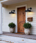 Heavy Duty 18 Inch Outdoor Barn Gooseneck Light With Vintage Farmhouse Style Wall Mounted Exterior Fixture For Homes Porches And Garages Weatherproof Iron Construction Classic Rustic Porch Lantern For Outdoor Living. Installed on porch.