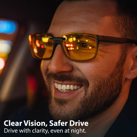 Clip On Polarized Night Vision Driving Sunglasses With Flip Up Anti Glare Lens And Uv 400 Protection Designed To Slide Smoothly Over Prescription Frames For Hella Lightweight Comfort And Kickass Street Smart Clarity
