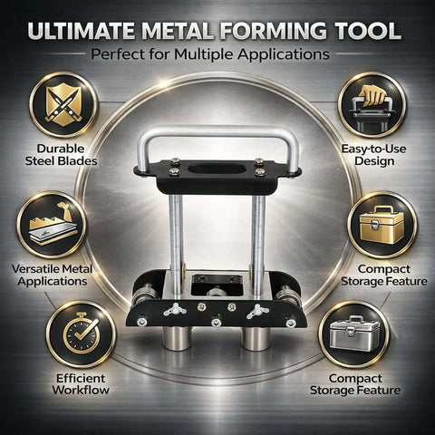 Workhorse Sheet Metal Bending Tool for 0-90 Degree Angles, featuring durable steel blades and easy-to-use roller bender hand brake.
