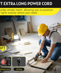 High Bright 10000LM LED Work Light Portable Flood Light With Five Foot Cord IP66 Waterproof illuminating a construction site