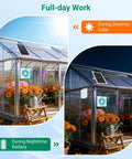 Greenhouse with Solar Exhaust Fan With 24000mAh Battery And 25W Panel for day and night use, 3200 RPM high speed low noise