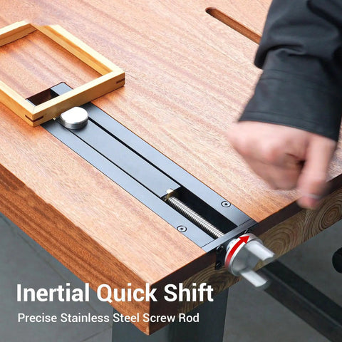 Slick Woodworking Bench Tail Vise With Quick-Shift Inertial Clamping Mechanism, precise stainless steel screw and adjustment knob.