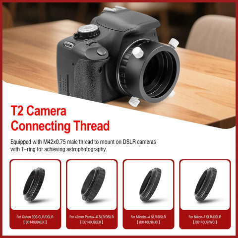 Camera with Universal T2 Camera Photo Adapter For Telescope And Spotting Scope Eyepieces 52 To 59mm Easy Clip On Digiscoping