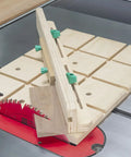 Matchfit Dovetail Hardware Kit One Inch Six Piece For Jigs With 360-Degree Motion used on a table saw with wooden jig setup