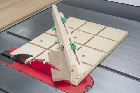 Matchfit Dovetail Hardware Kit One Inch Six Piece For Jigs With 360-Degree Motion used on a table saw with wooden jig setup