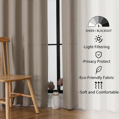 Stone Curtains Two Panel Set For Living Room, Semi Sheer Light Filtering Drapes, 40 Inch Wide By 78 Inch Long Per Panel, hung on a window