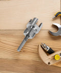 Lapyappe Heavy Duty Pipe Threader Compatible With Drill For Cutting Threads On Pvc And Plumbing Pipes Carbon Steel Build showing steel alloy cutter on wooden surface.