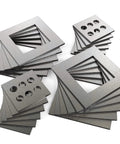 Welding Practice Kit 24-Piece 14 Gauge Mild Steel Plates showing square and round laser cut edges for precision fabrication.