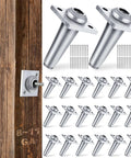 20 Piece Aluminum Anchor Wire Vise Set With Screws For Tightening 8 To 11 Gauge Wire, shown installed on wooden post.