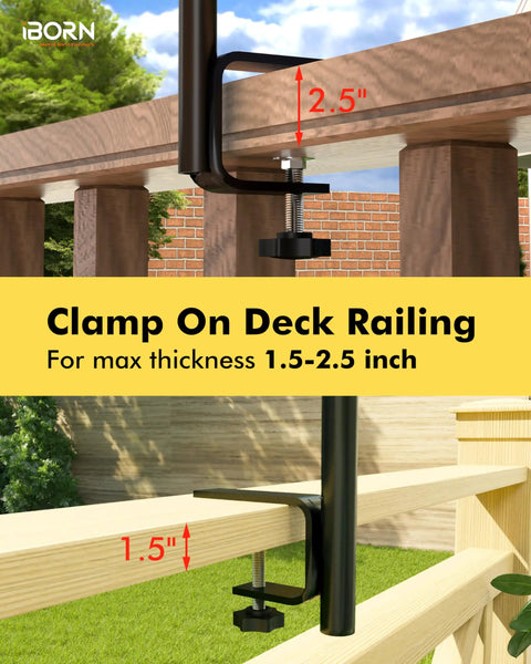 Deck Bird Feeder Pole Mount Kit With C Clamp For Railings And Outdoor Use 3In1 Adjustable Bracket Universal Deck Mount Poles Fits Smart Feeders And Bird Houses Includes Pole Top And Side Brackets
