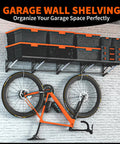 Beefy Heavy Duty Foldable Garage Shelves Wall Mounted Rack System With Removable Edge Barriers, storage for tools and bikes.