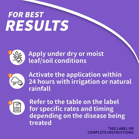 Infuse Lawn And Landscape Systemic Disease Control Ready To Use Granules application instructions on purple background