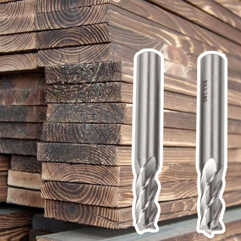 Front view of CNBTR 2pcs HSS 4-flute straight-shank milling end mills, 7mm diameter