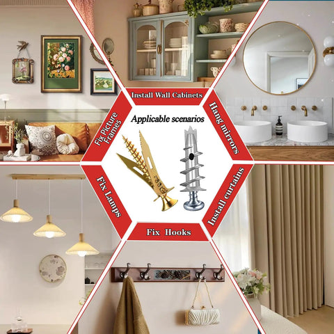 Self Drilling Drywall Anchors And Screws Kit For Easy Install With Five Size Metal Expansion Bolts For Drywall application scenarios