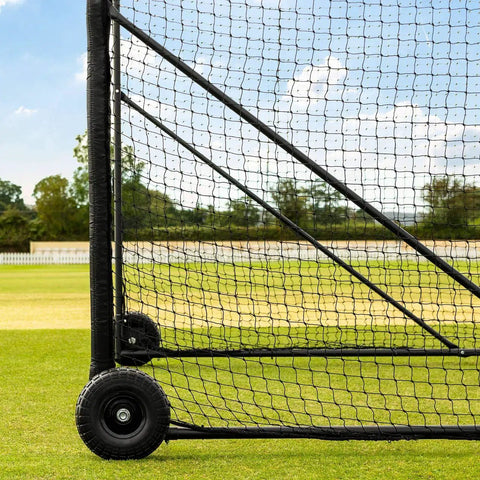 Portable Mobile Baseball Batting Cage With Wheels 36ft Net With Padding Easy Setup On Any Surface Heavy Duty Wheel System